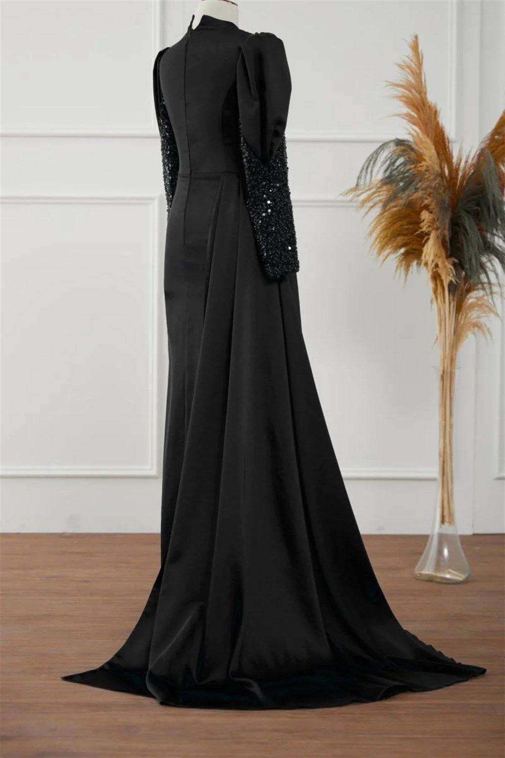 Karel Hijab Evening Dress - Black