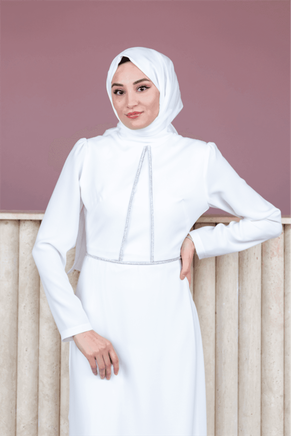 Alya Hijab Evening Dress - White