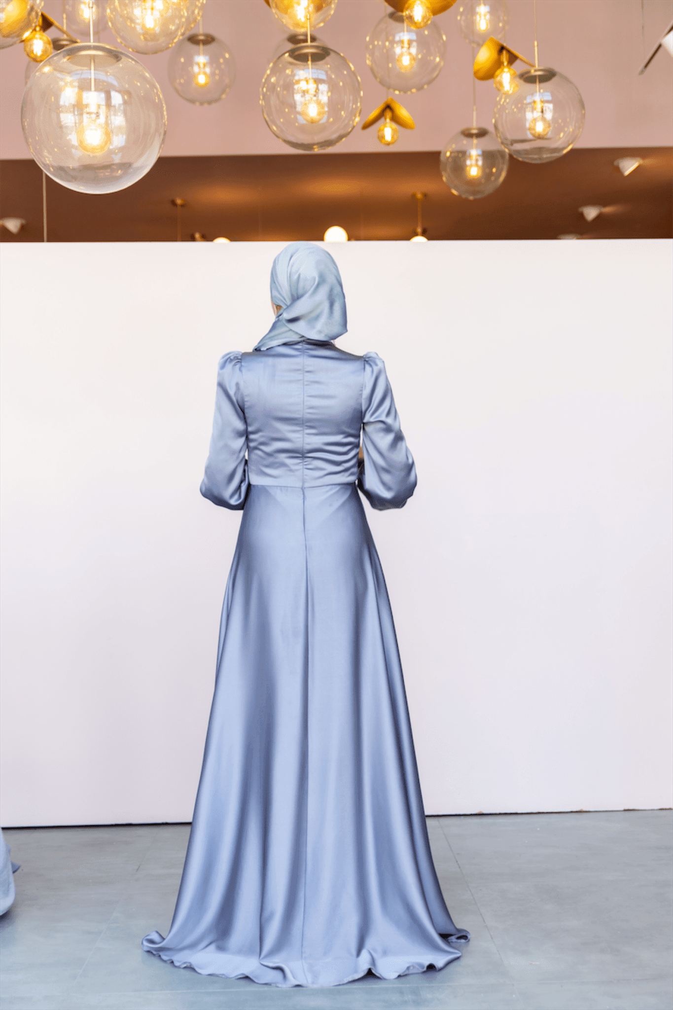 Dilay Hijab Evening Dress - Gray