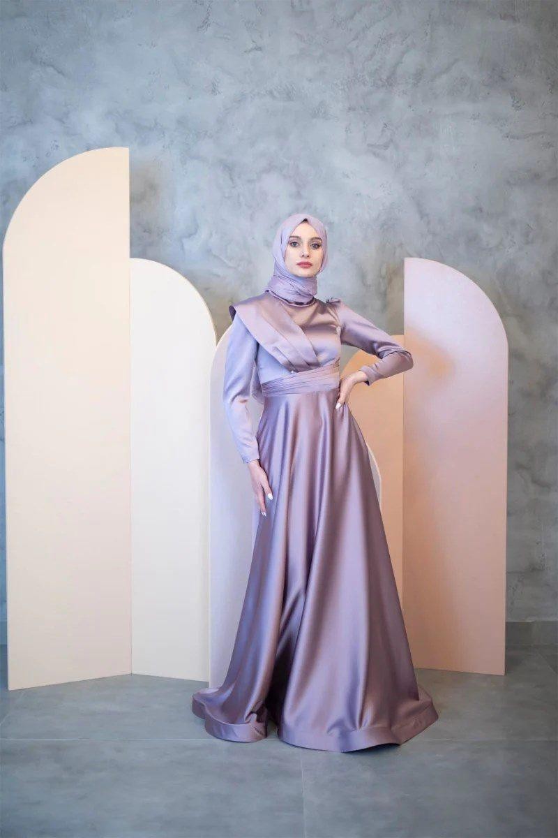 Helen Hijab Evening Dress - Lilac