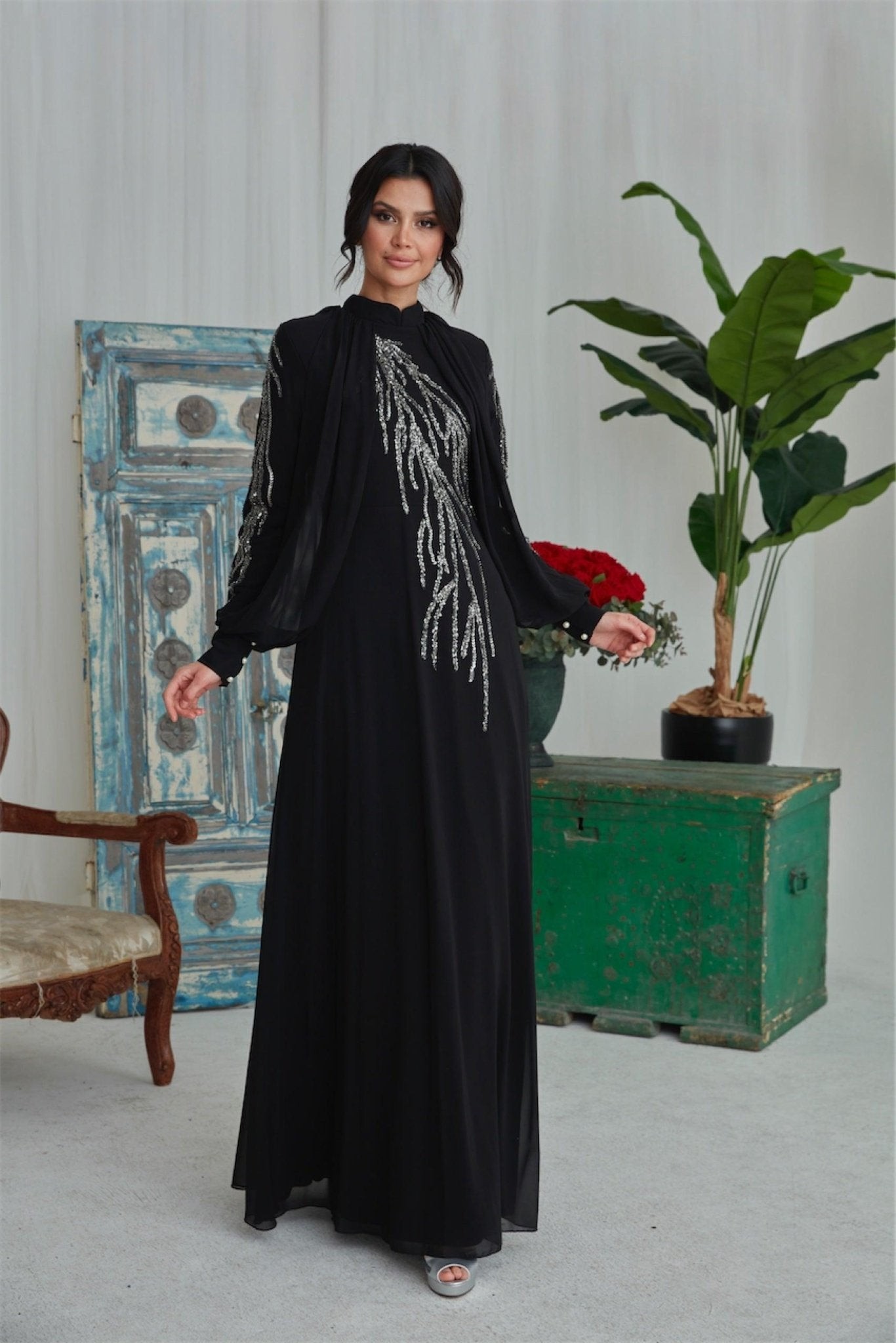 Nalan Hijab-Abendkleid – Schwarz