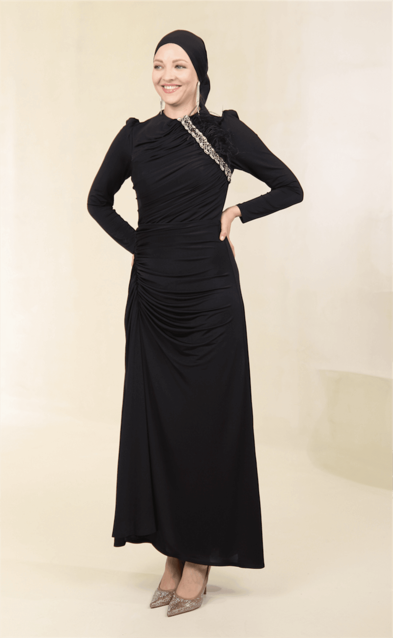 Setri Hijab Evening Dress - Black