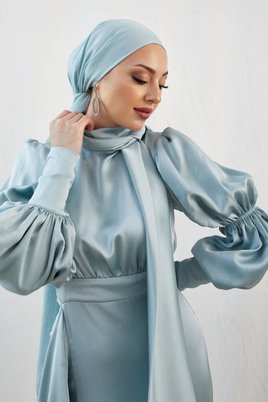 Birsu Water Green Hijab Evening Dress