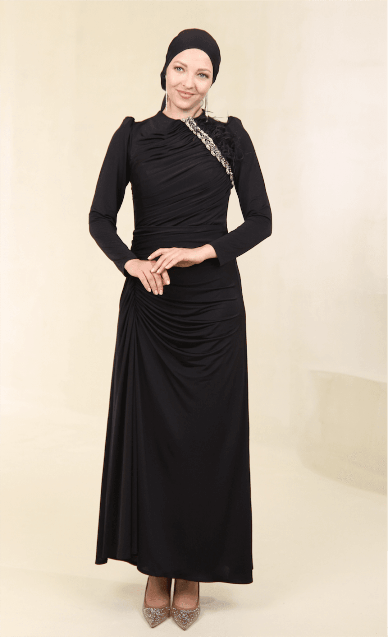 Setri Hijab Evening Dress - Black