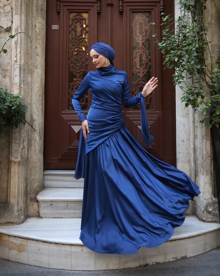 Gökçe Tesettür Abiye - Navy Blue