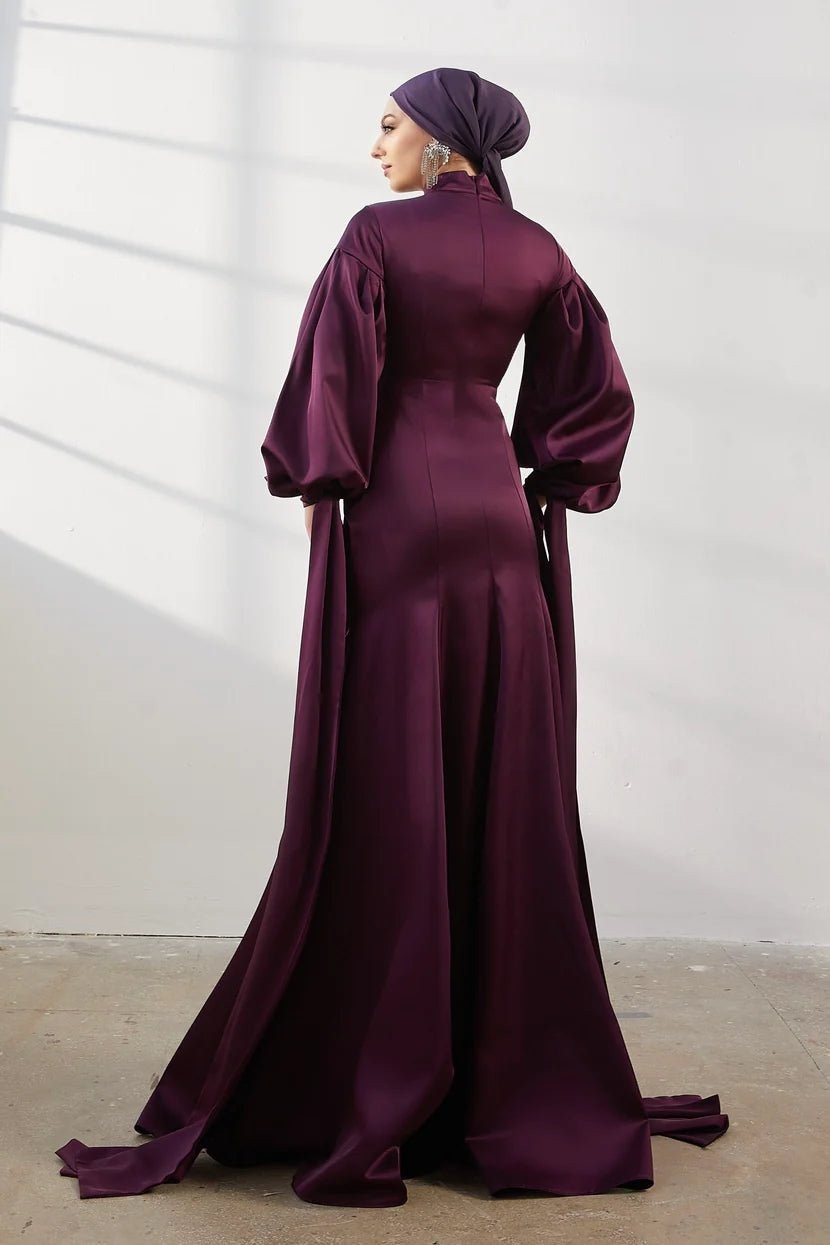 Serenay Hijab Evening Dress - Plum