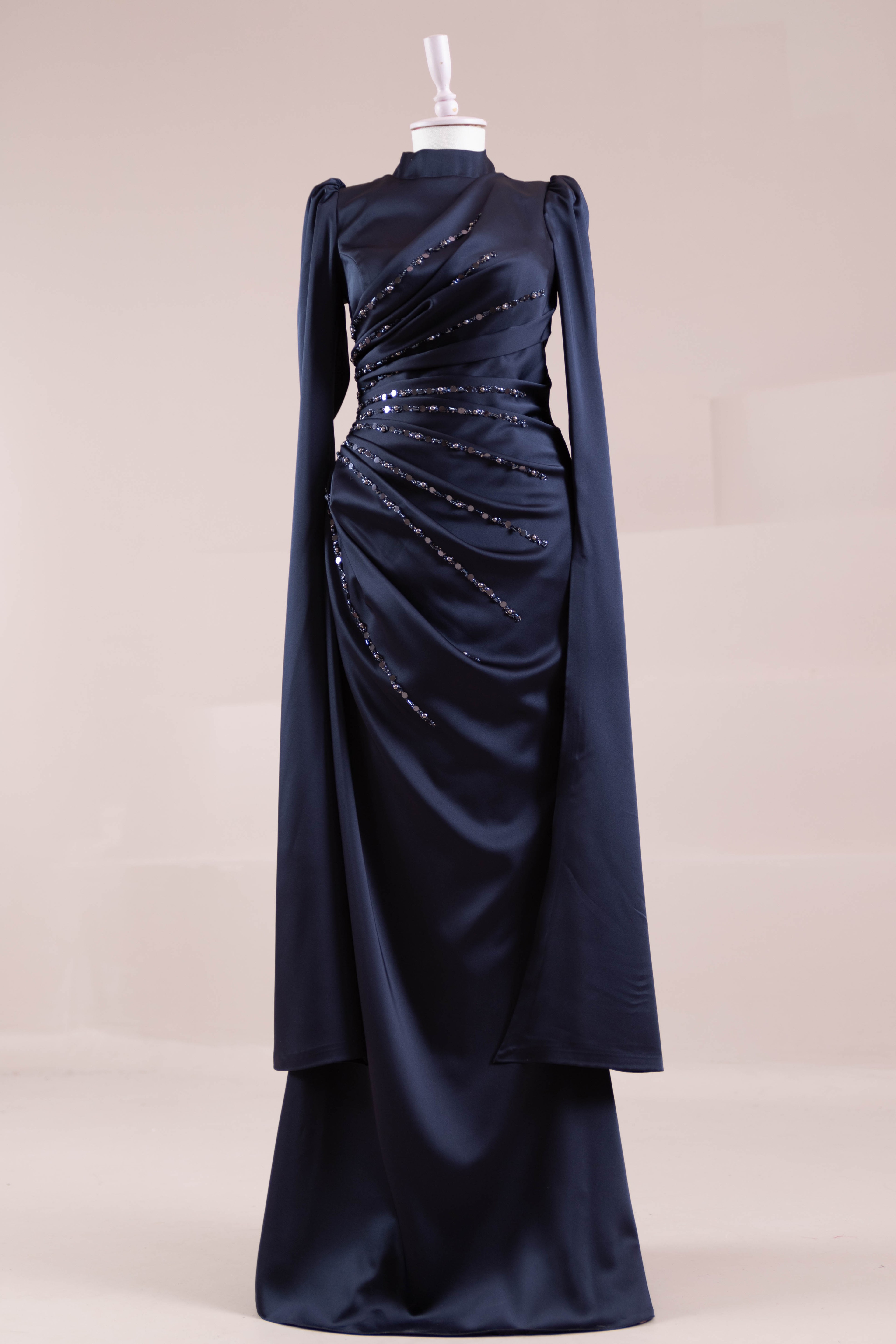 Faris Tesettür Abiye - Navy Blue