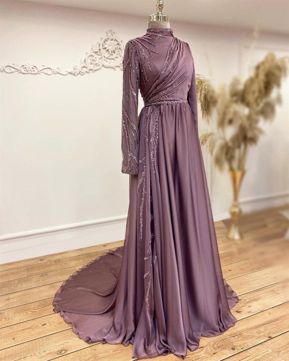 Şura Hijab Evening Dress - Dusty Rose