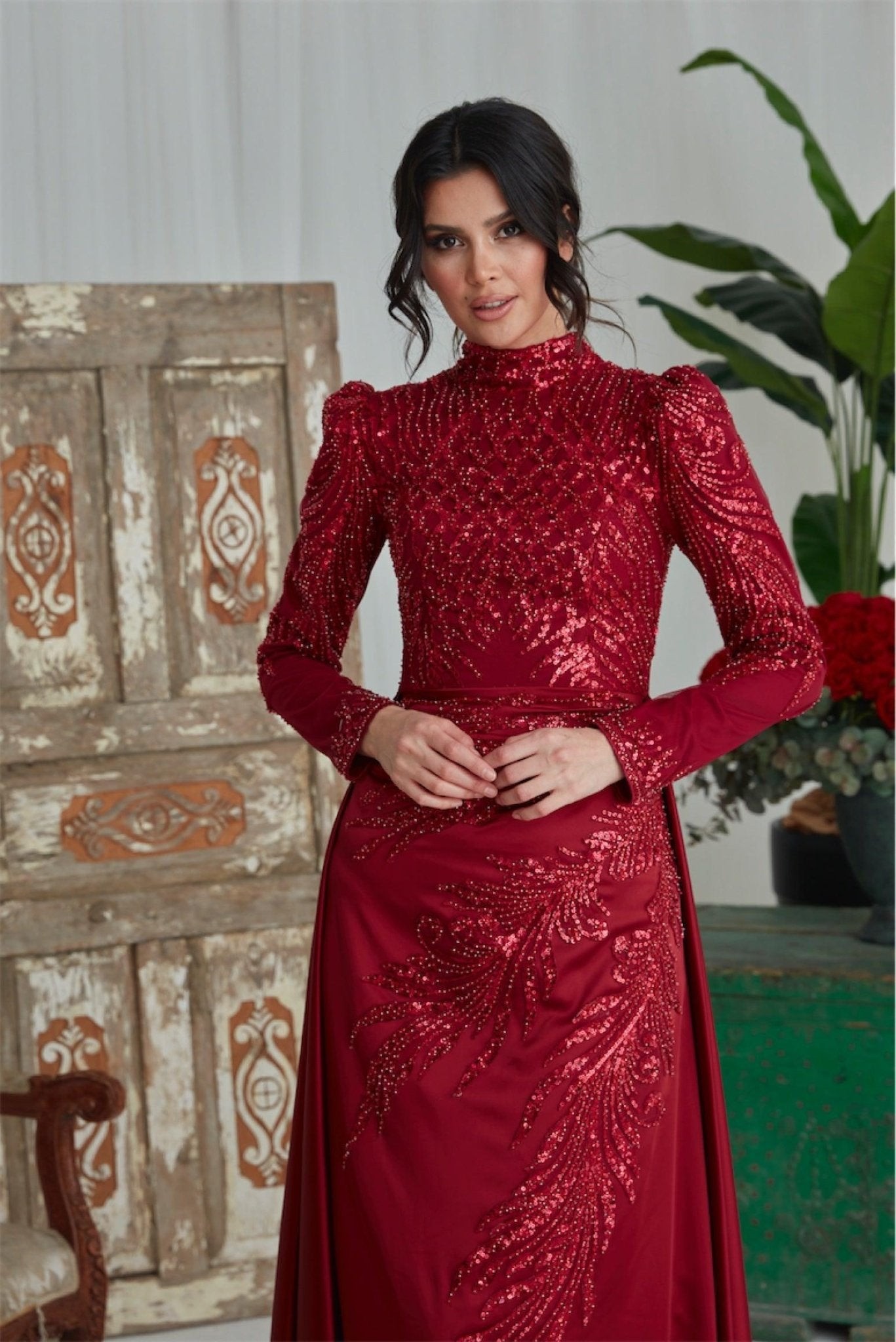 Darla Hijab Evening Dress - Emerald