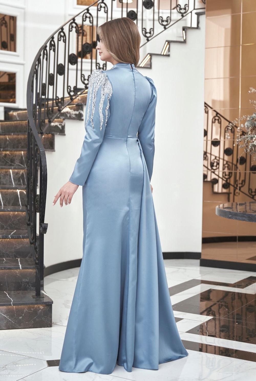 Talu Hijab Evening Dress - Blue