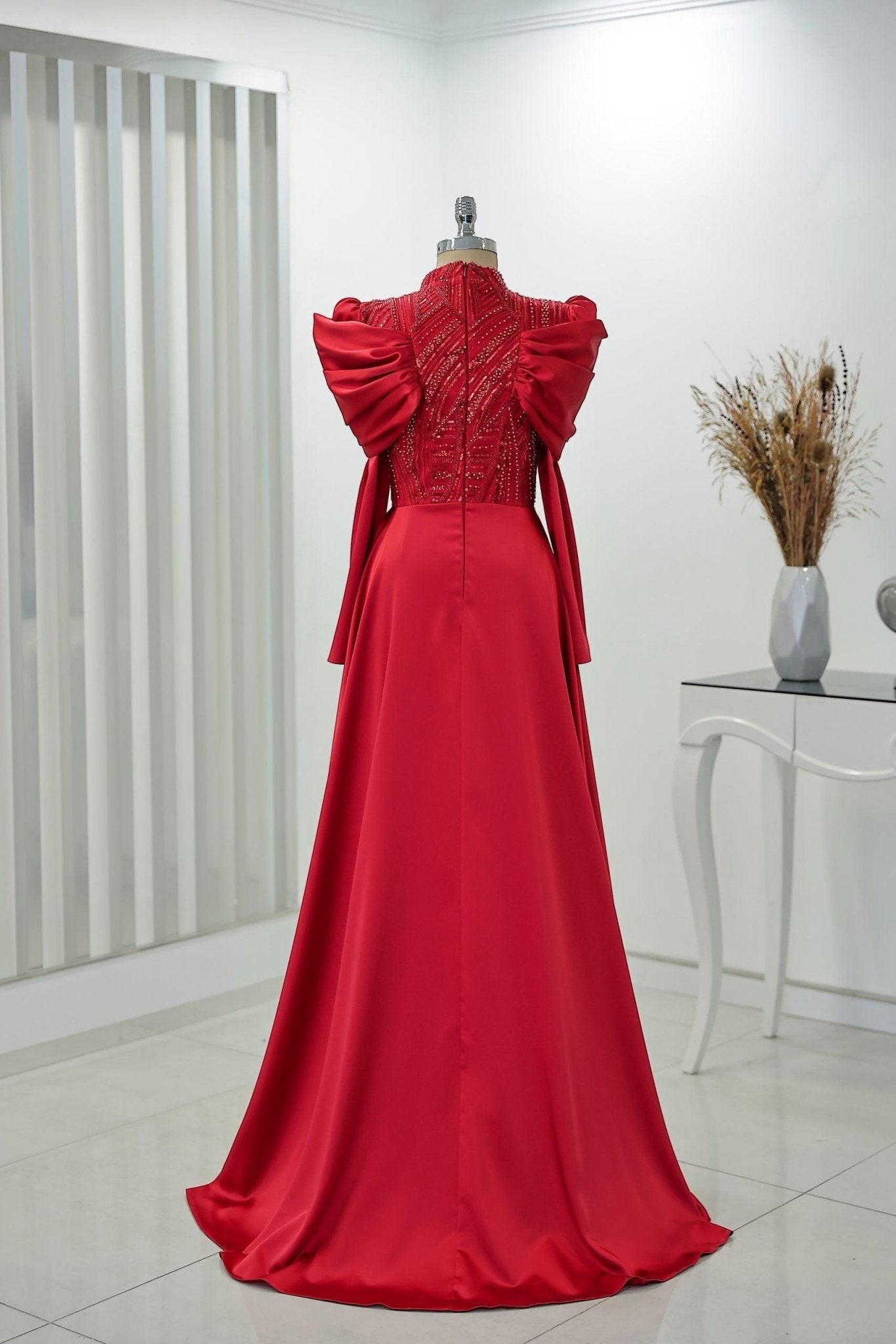 Lidya Hijab Evening Dress - Red