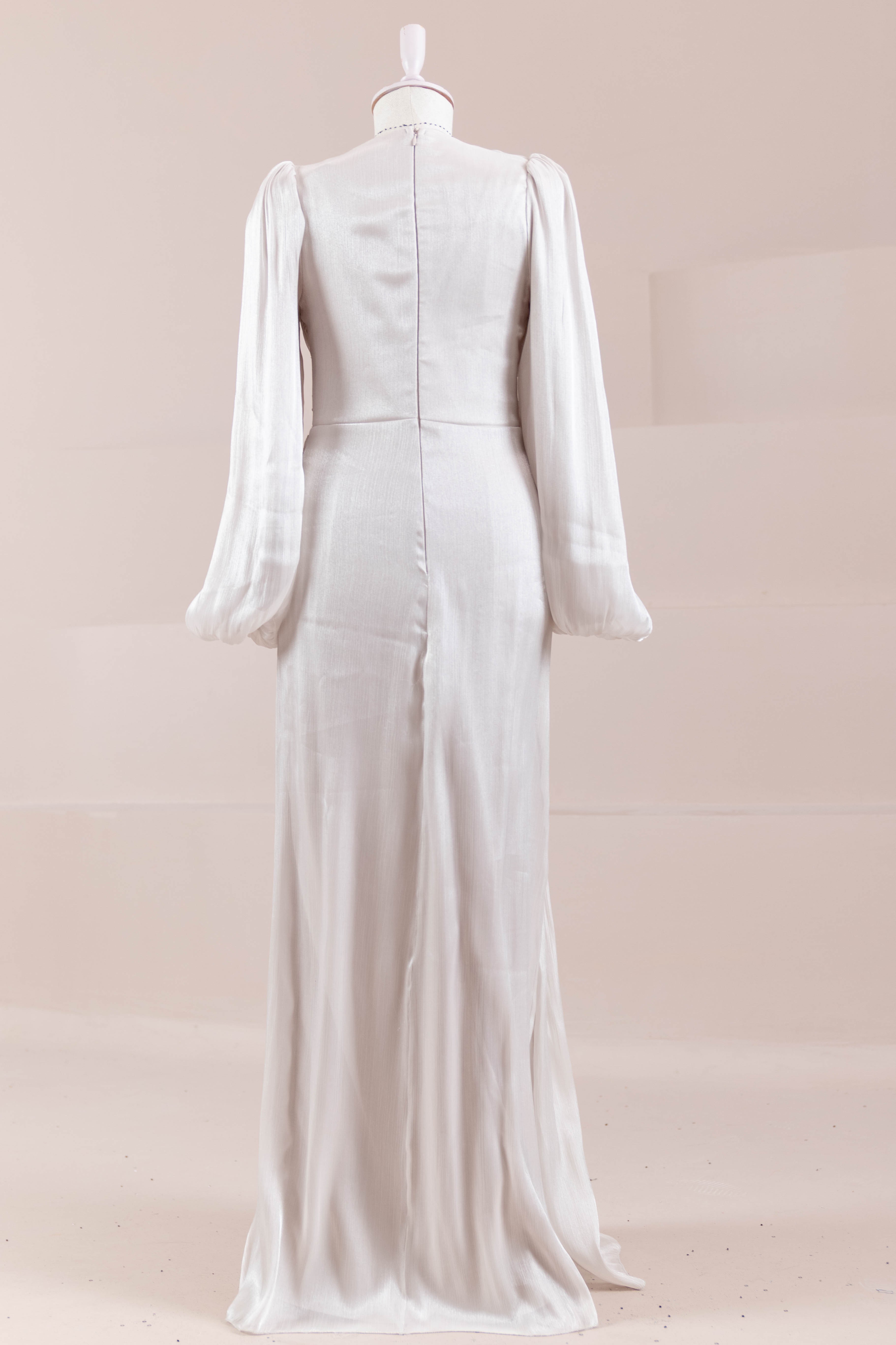Çiçekli Lotus Tesettür Abiye - Beige