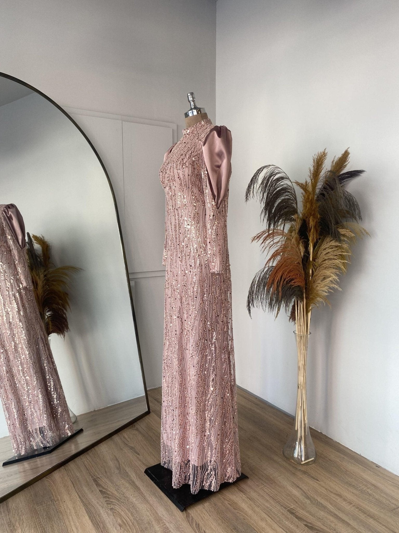 Lisa Hijab Evening Dress - Powder