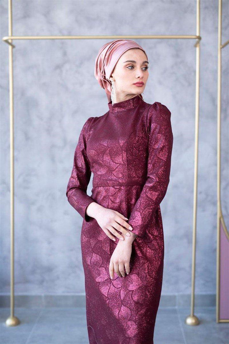 Dalya Hijab Evening Dress - Claret Red