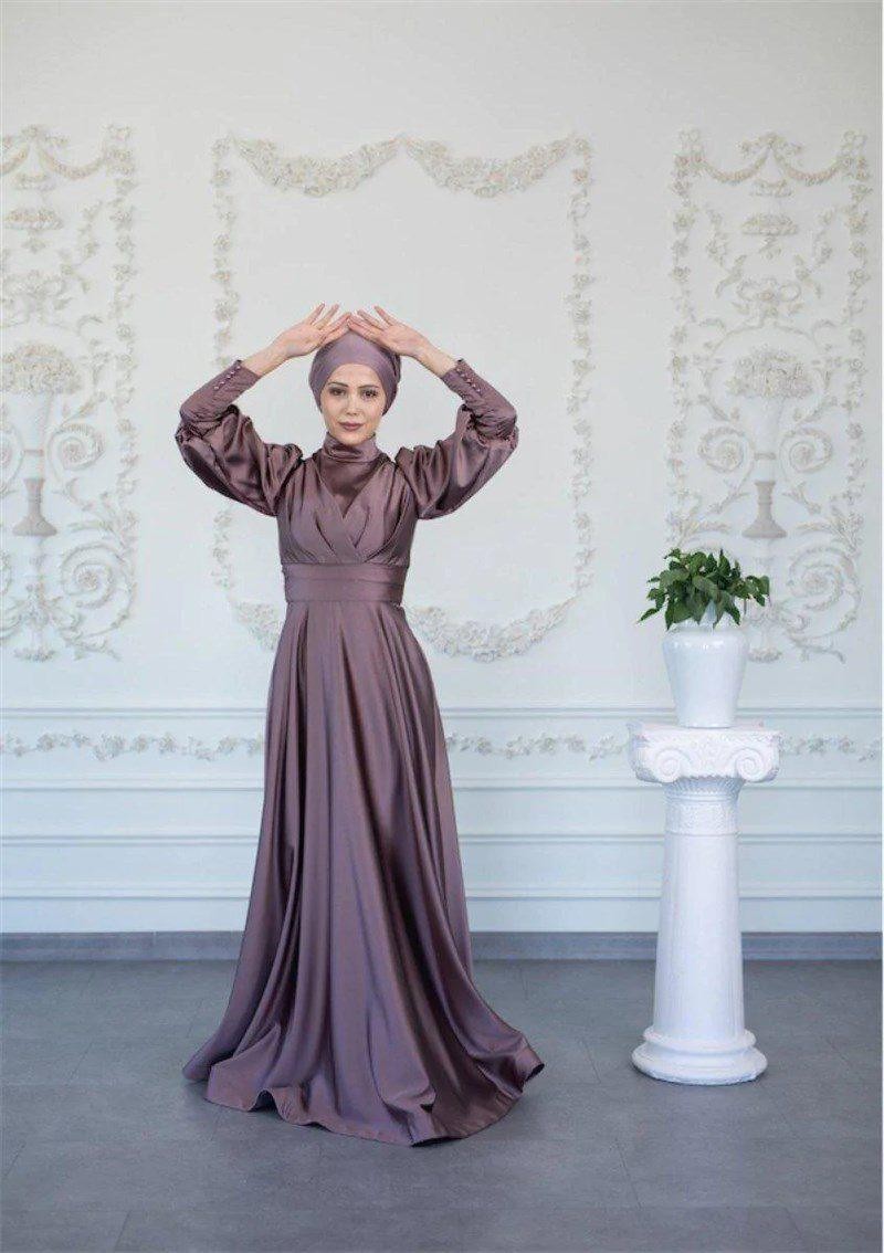 Anemon Hijab Evening Dress - Mink