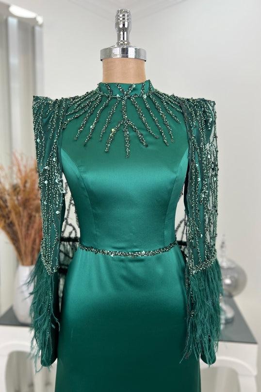 Lily Hijab Evening Dress - Green