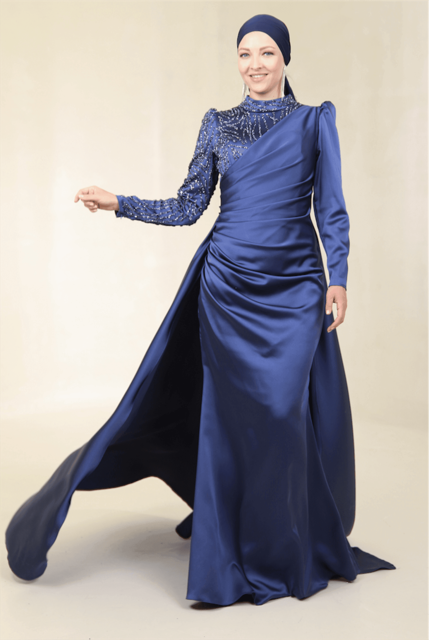 Ester Hijab Evening Dress - Indigo