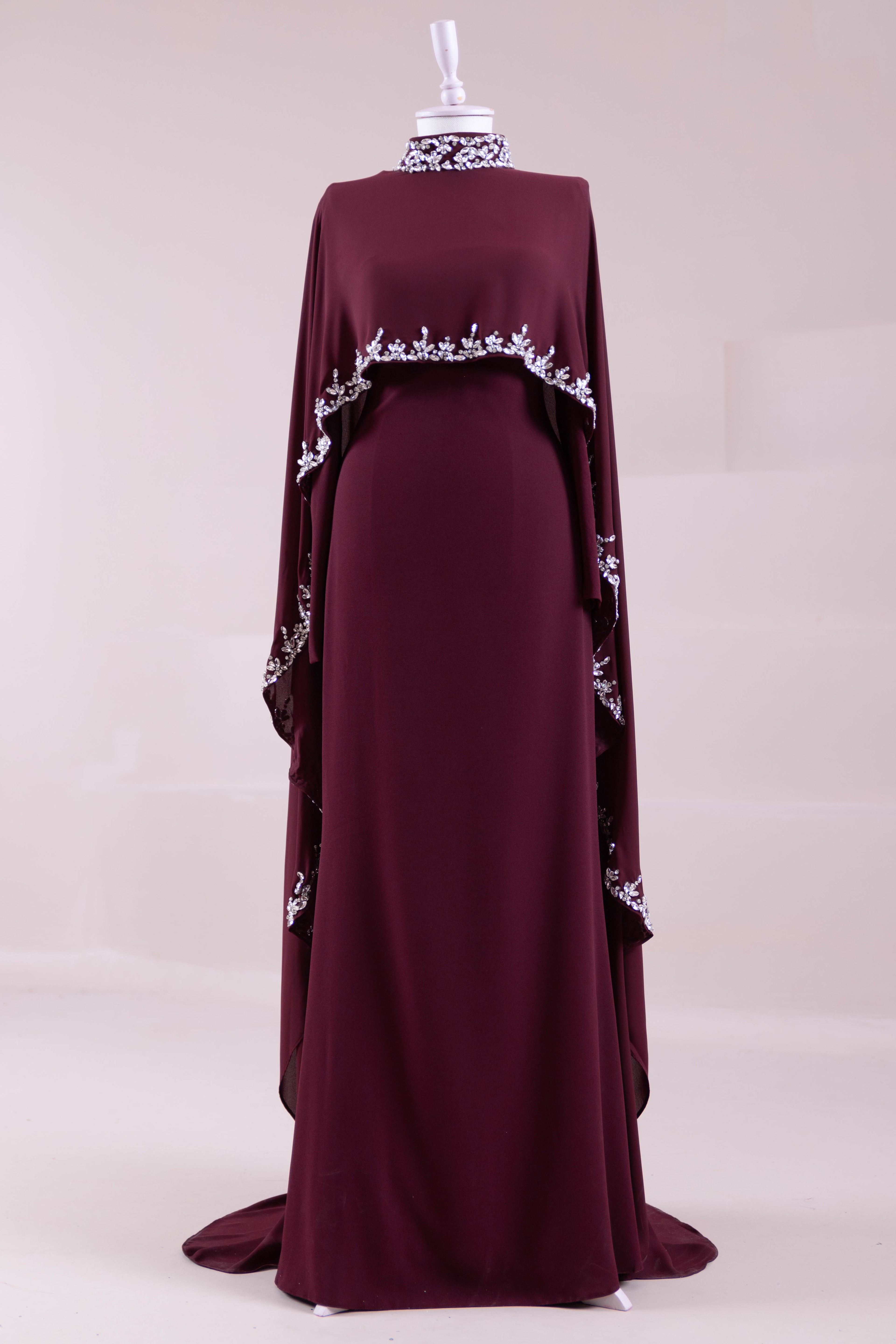 Layali Tesettür Abiye - Burgundy