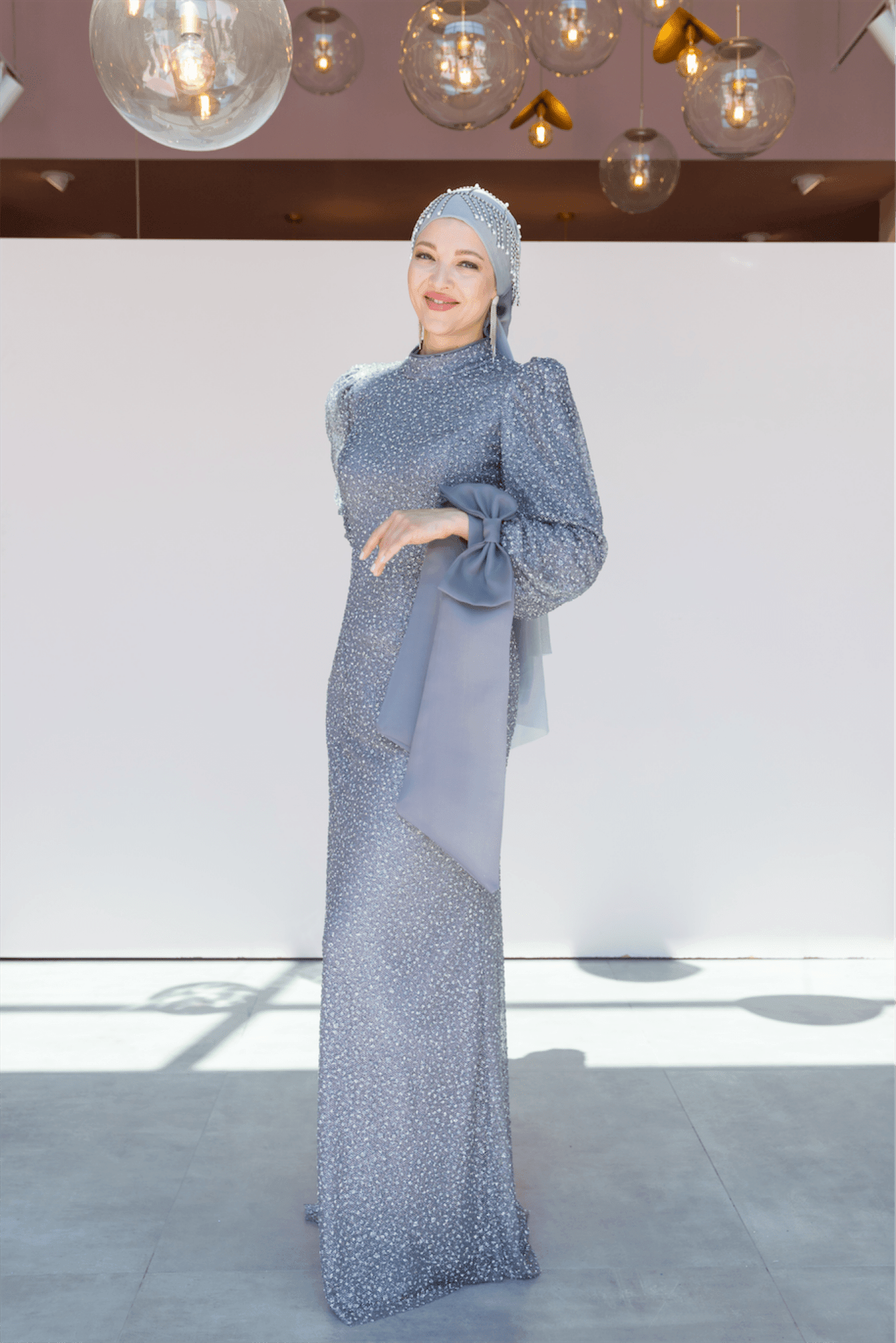 Alina Hijab Evening Dress - Anthracite