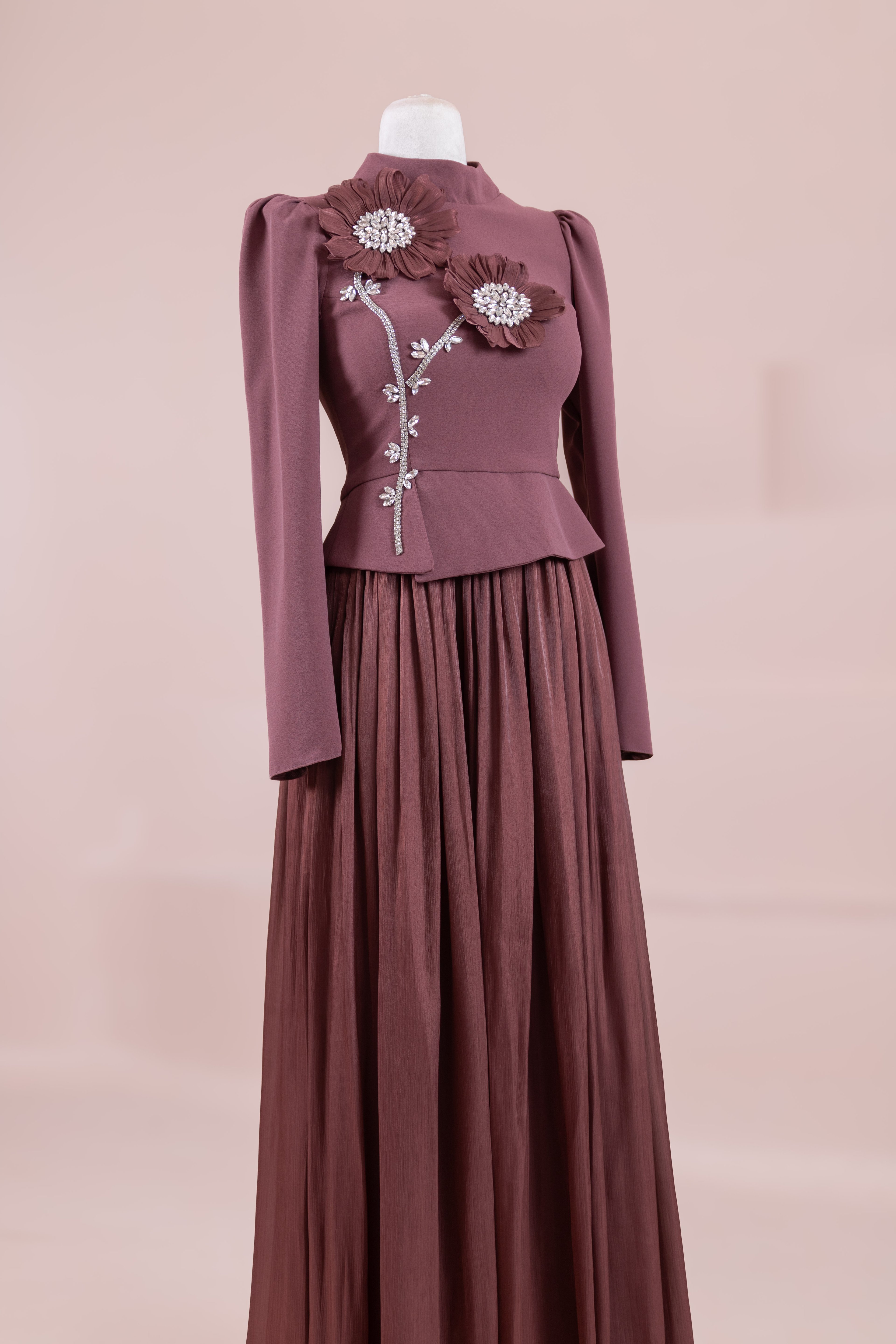 Elya Tesettür Abiye - bery burgundy