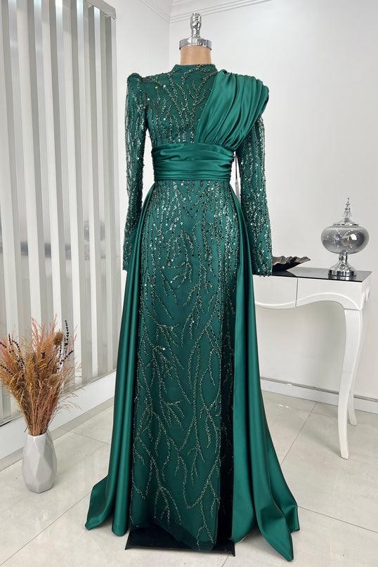 Belinay Hijab Evening Dress - Green