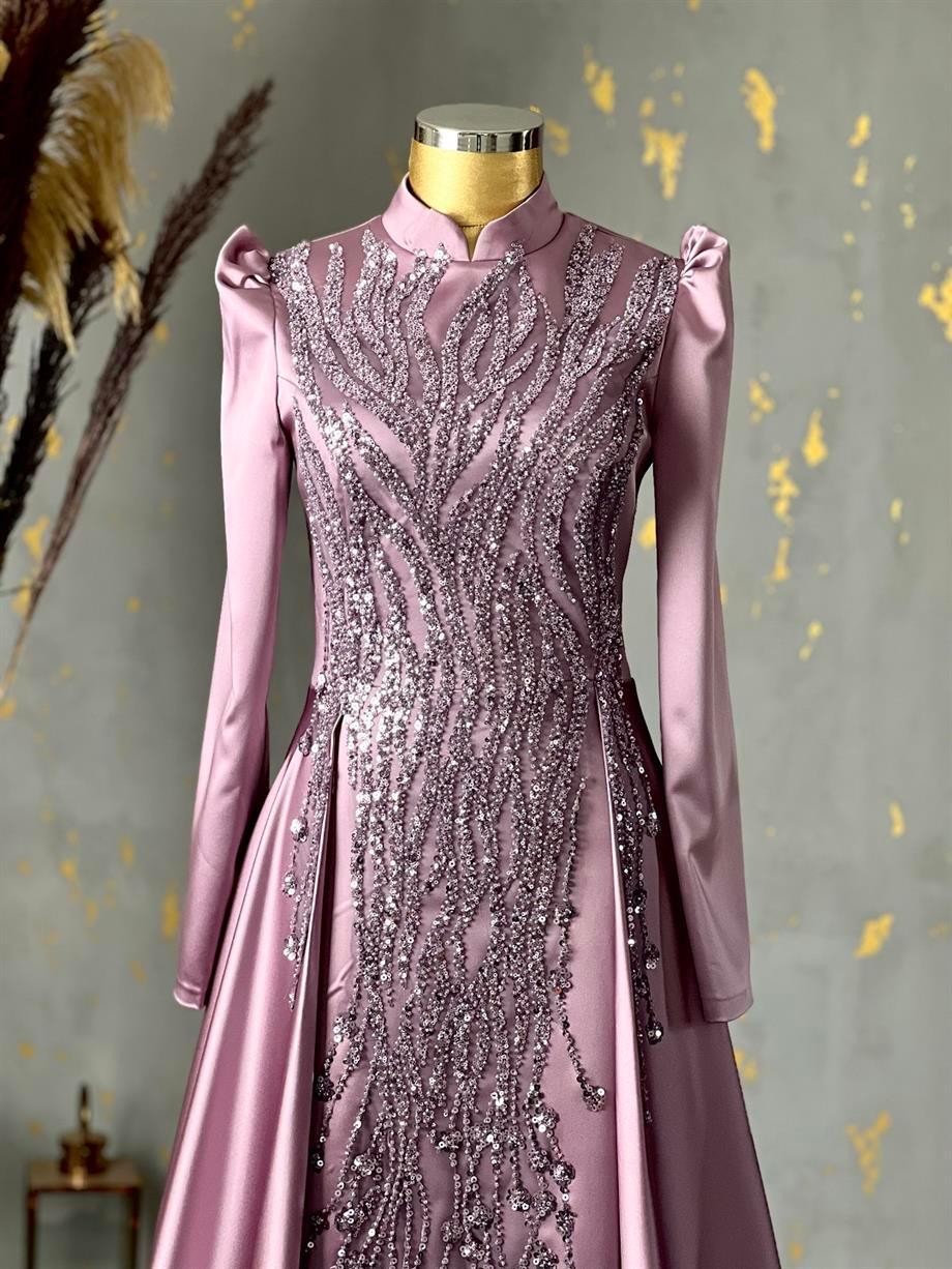 Damla Hijab Abendkleid Flieder