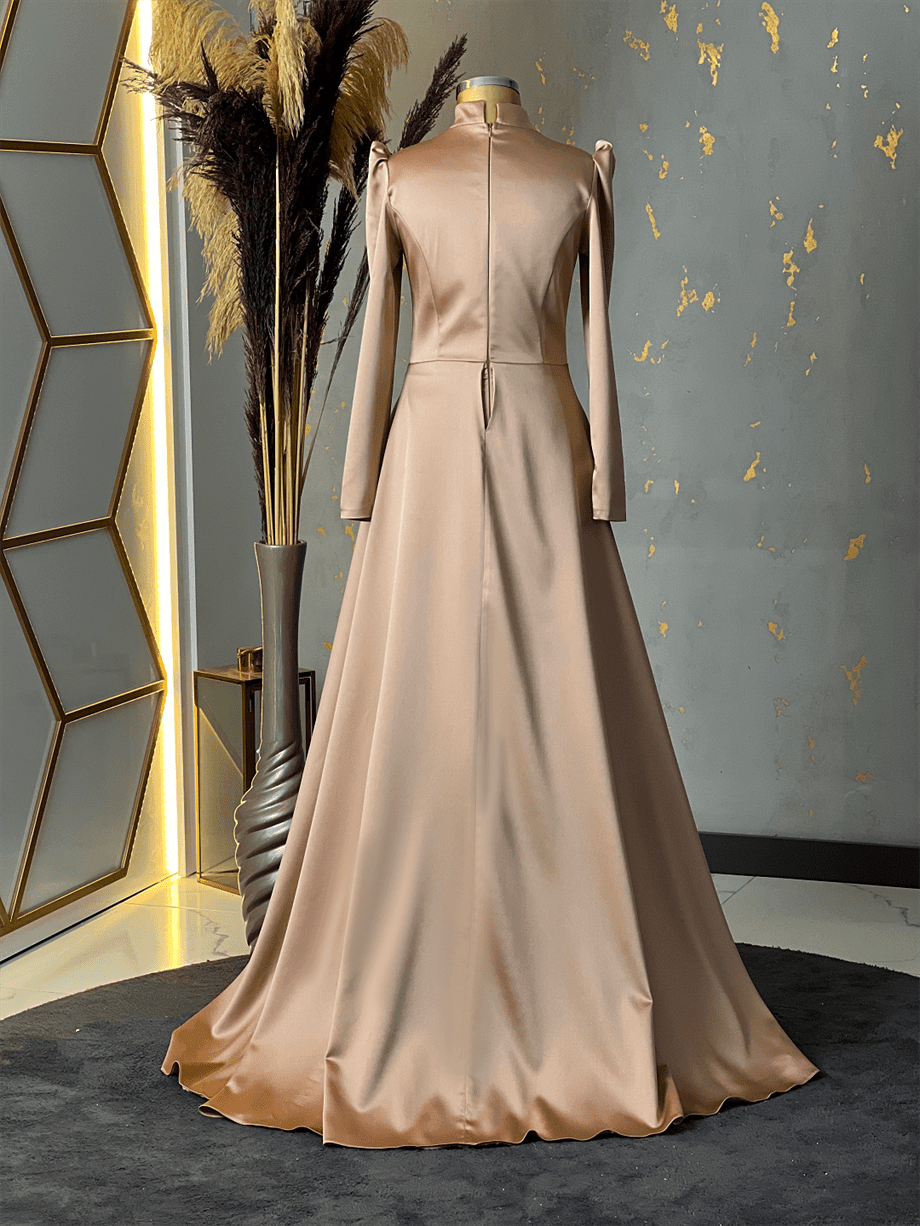 Damla Hijab Abendkleid Beige