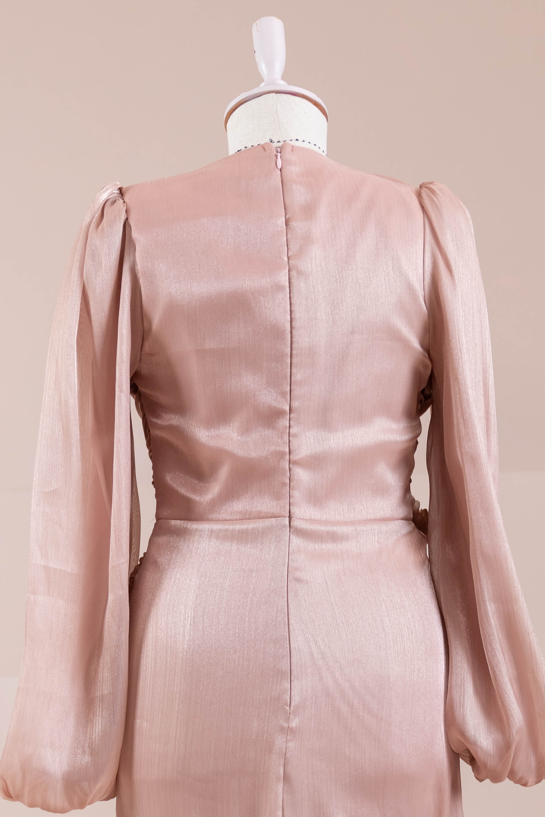 Çiçekli Lotus Tesettür Abiye - Salmon