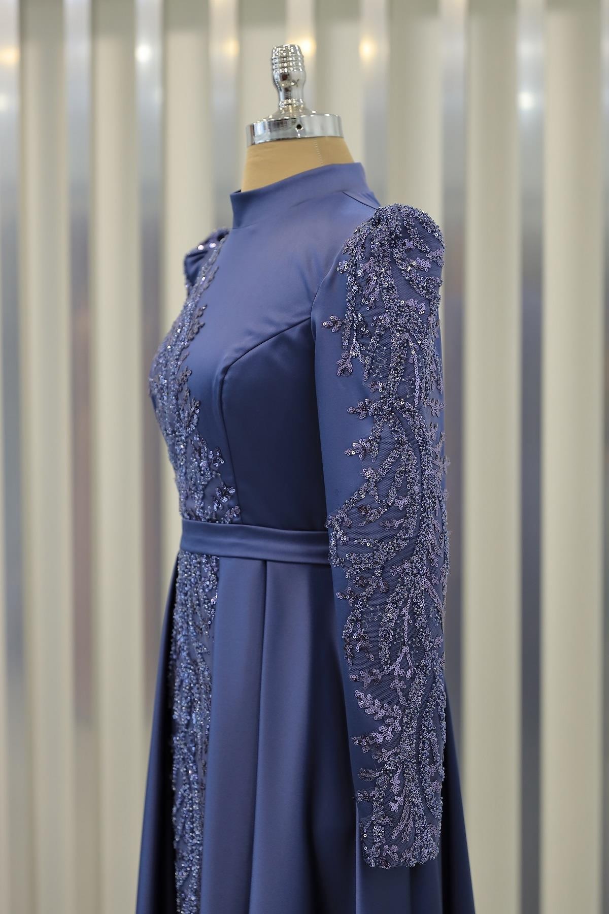 Meyra Hijab Evening Dress Indigo