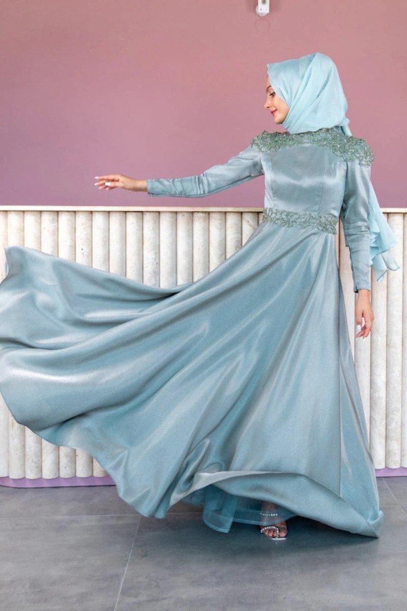 Bade Hijab Evening Dress - Mint