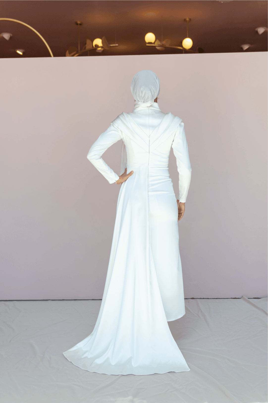 Glorinda Hijab Evening Dress - White