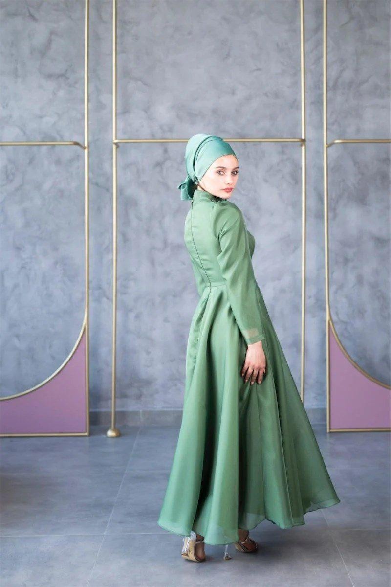 Mimoza Hijab Evening Dress - Green