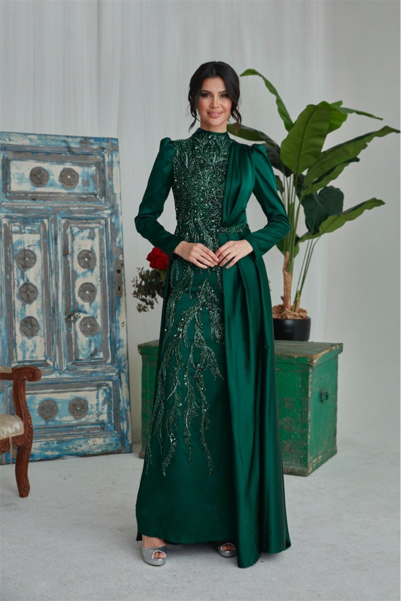 Fezra Hijab Abendkleid – Smaragd