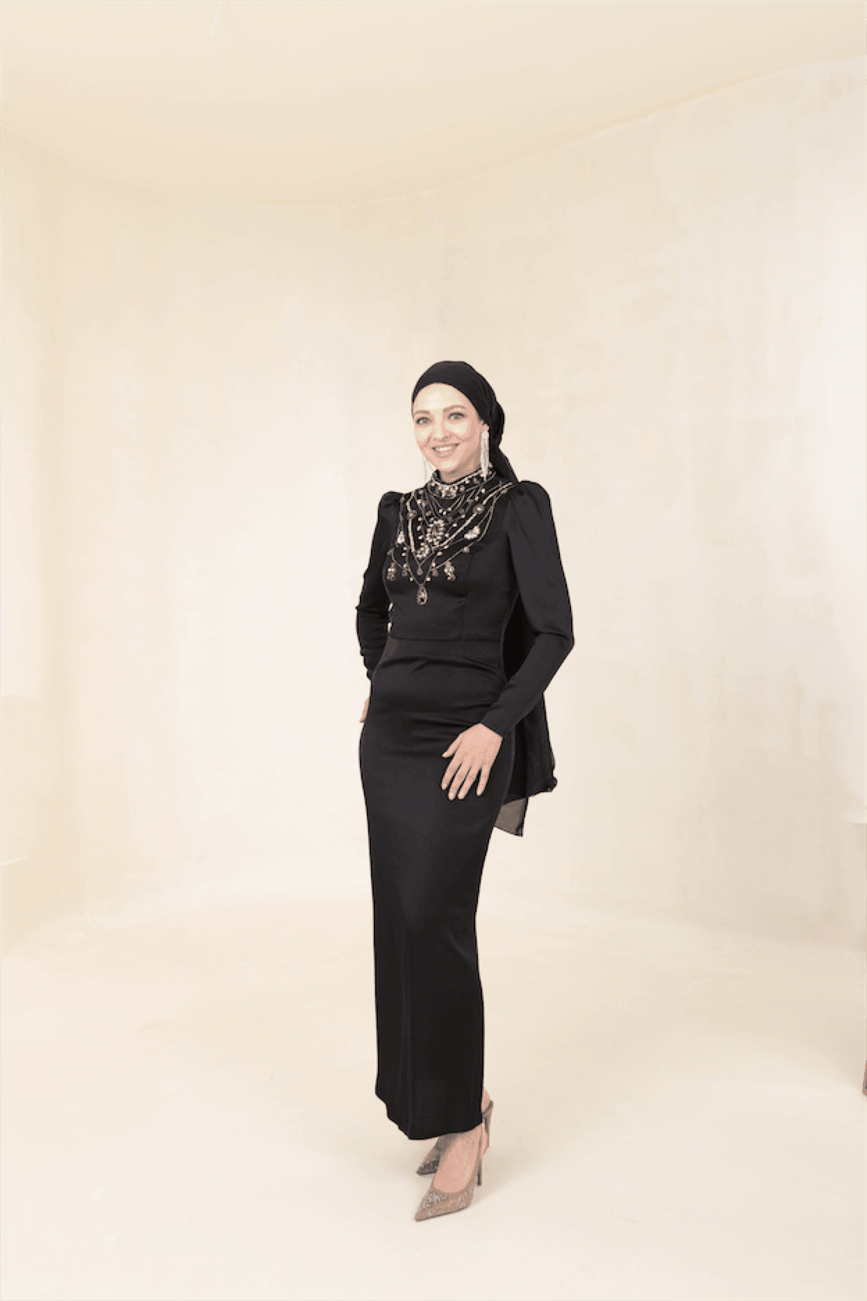 Irene Hijab Evening Dress - Black