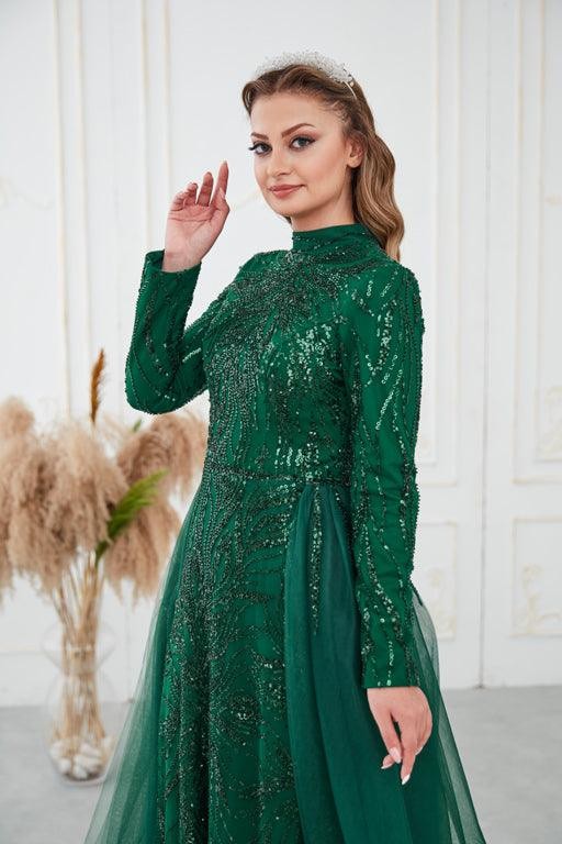 Liva Hijab Evening Dress - Emerald