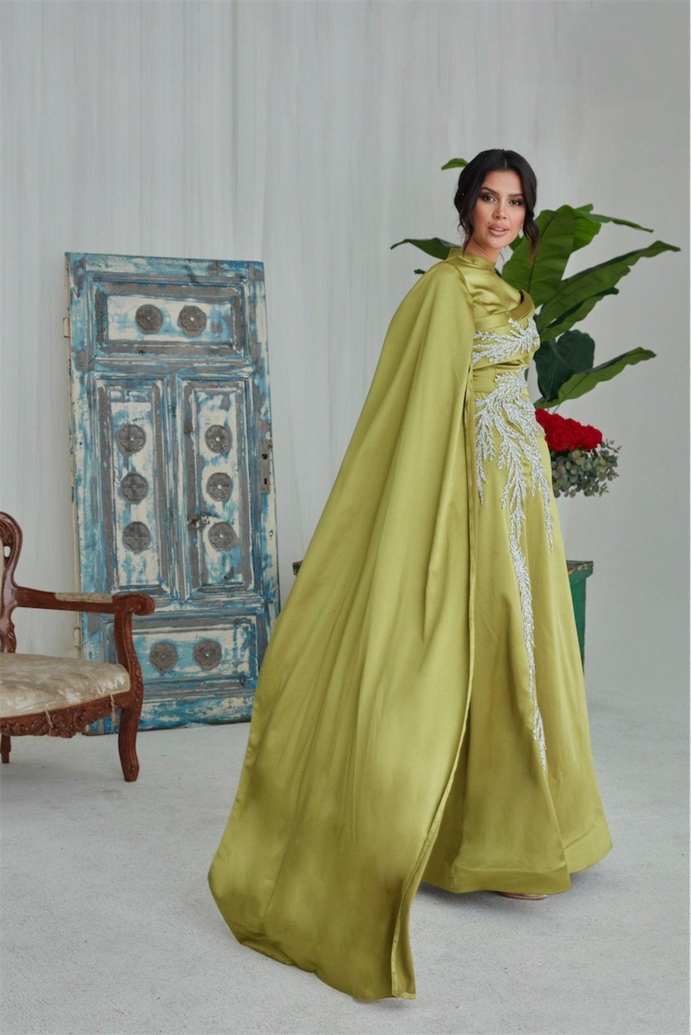 Emily Hijab Abendkleid – Ölgrün