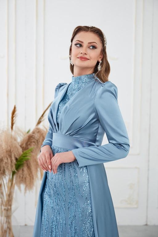 Bella Hijab Evening Dress - Blue