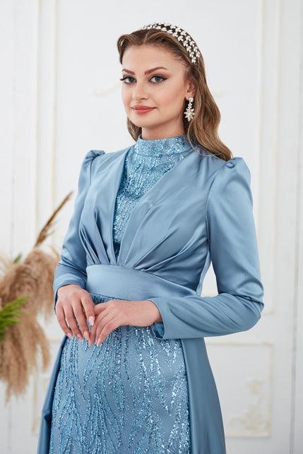Bella Hijab Evening Dress - Blue