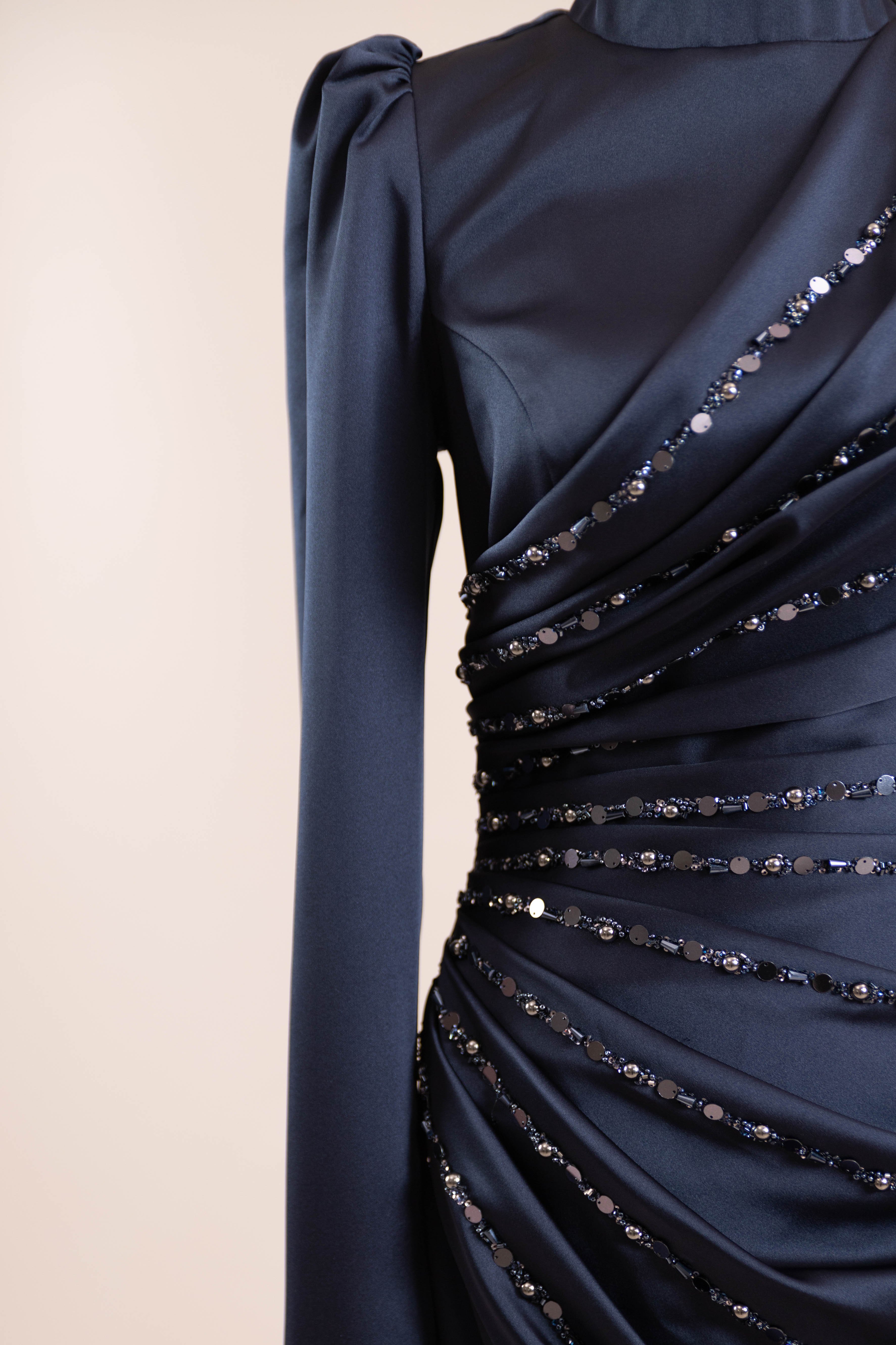 Faris Tesettür Abiye - Navy Blue