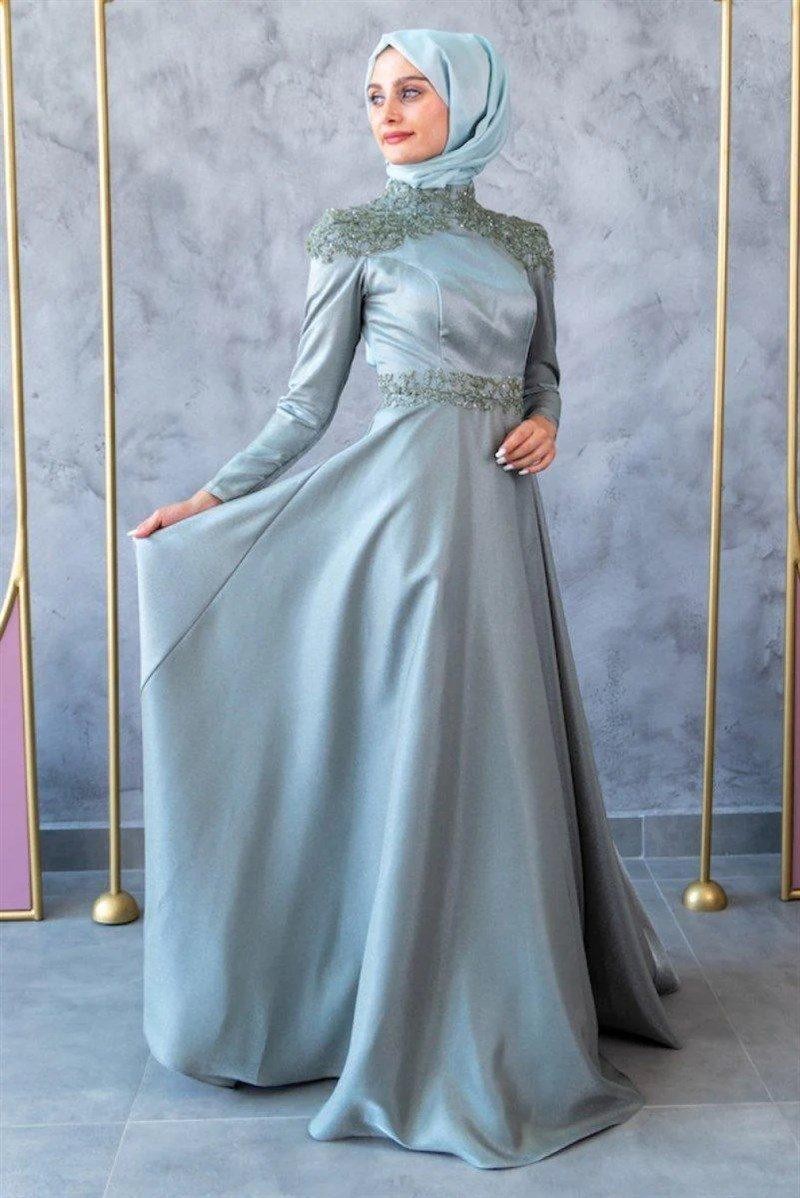 Bade Hijab Evening Dress - Mint