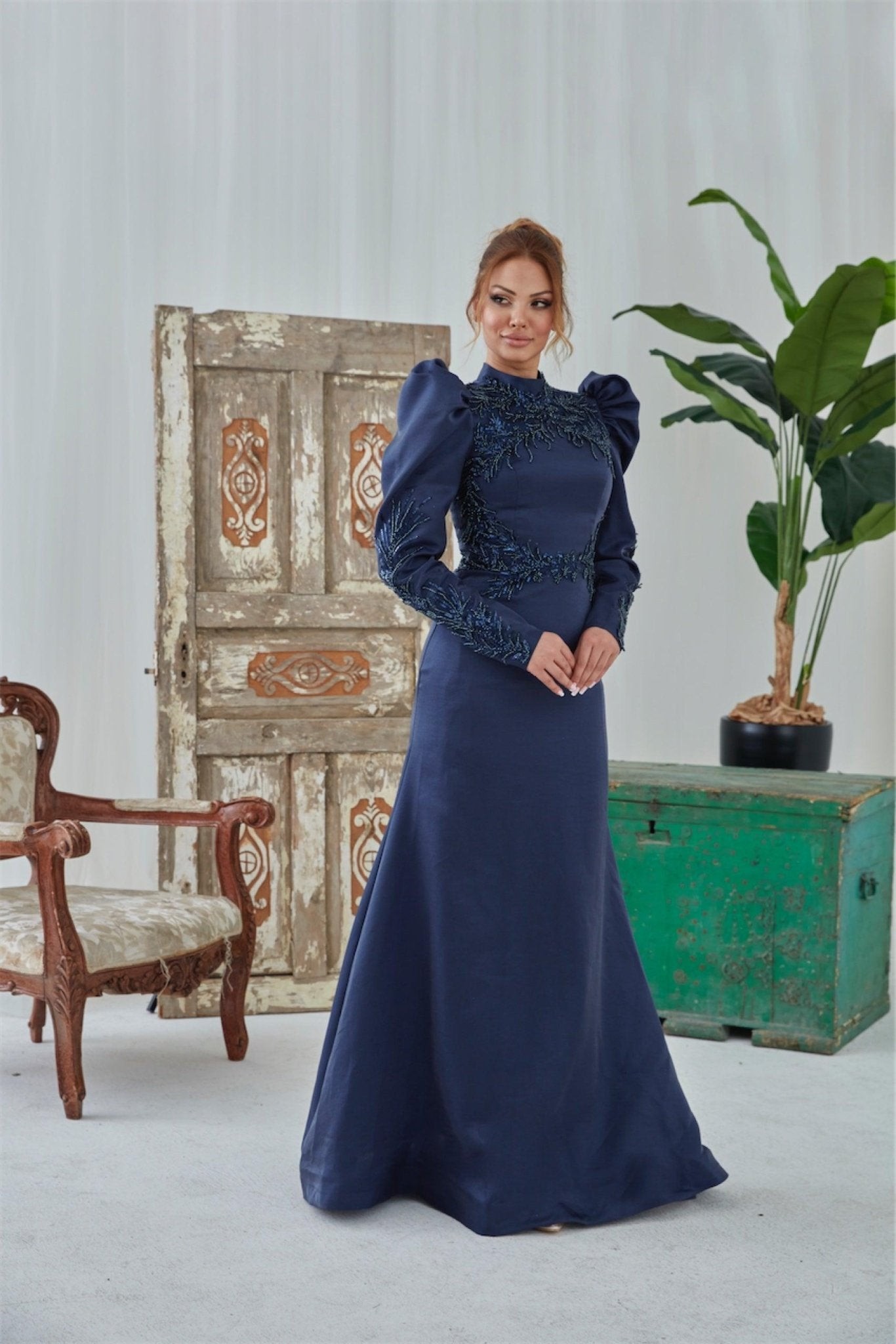 Ceylin Hijab Evening Dress - Gold