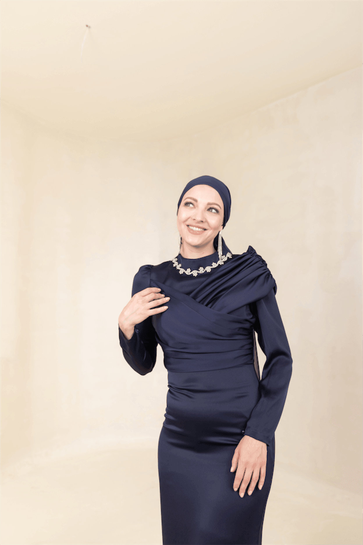 Esperanza Hijab Evening Dress - Navy Blue