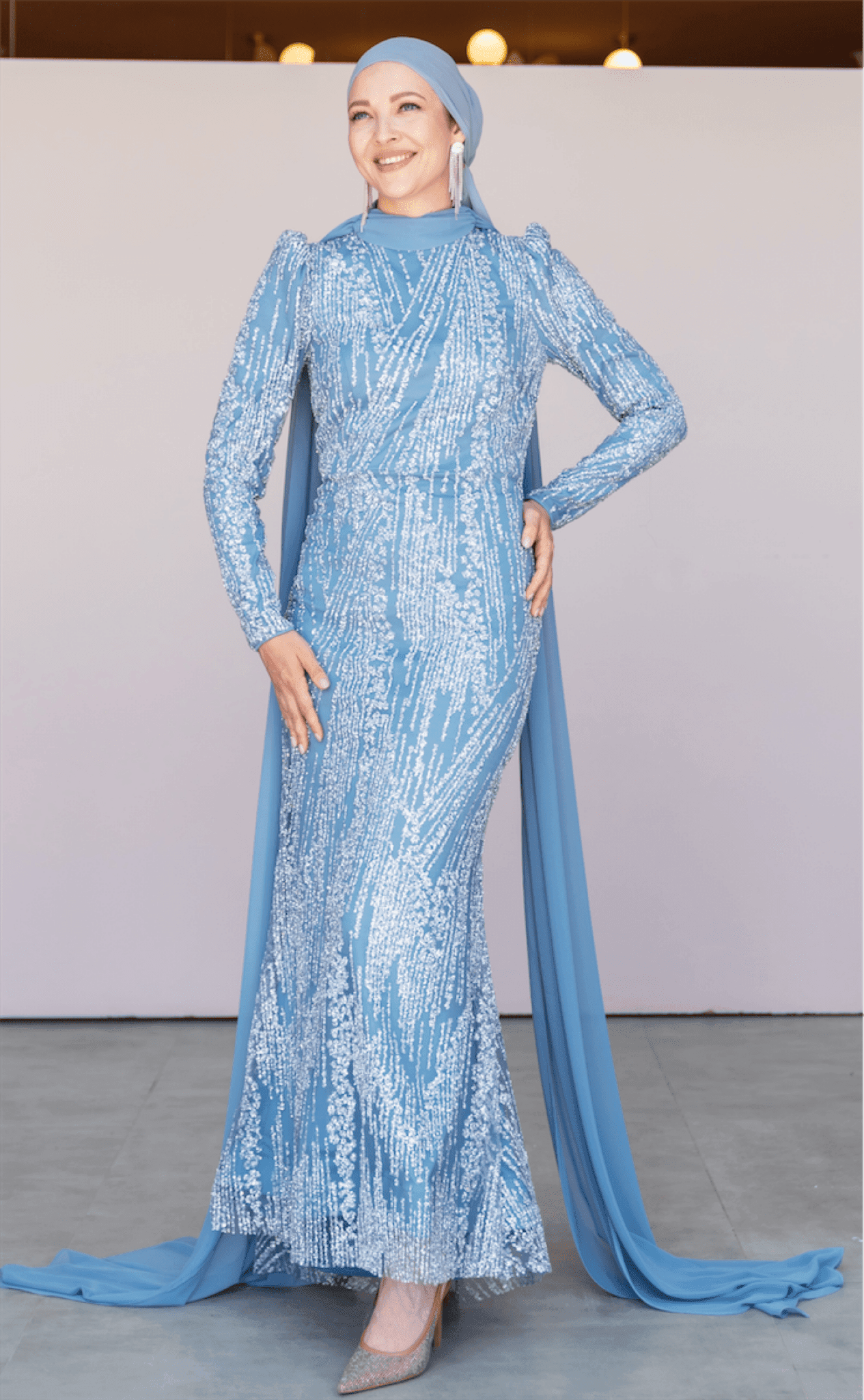 Ambra Hijab Evening Dress - Blue