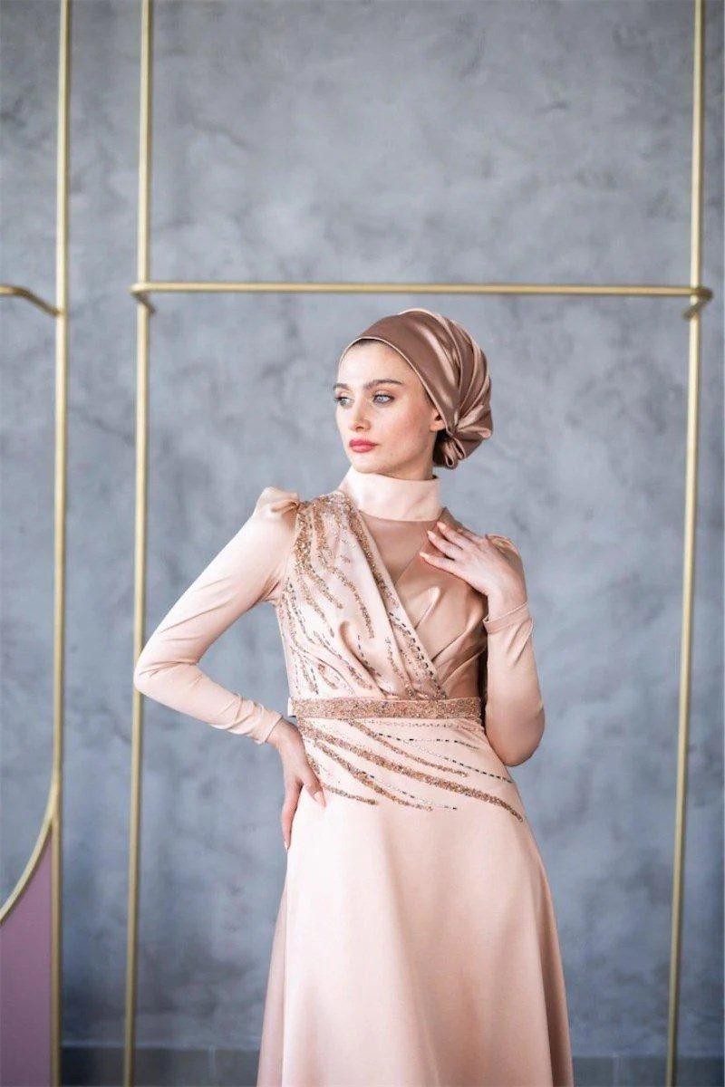 Akasya Hijab Evening Dress - Gold