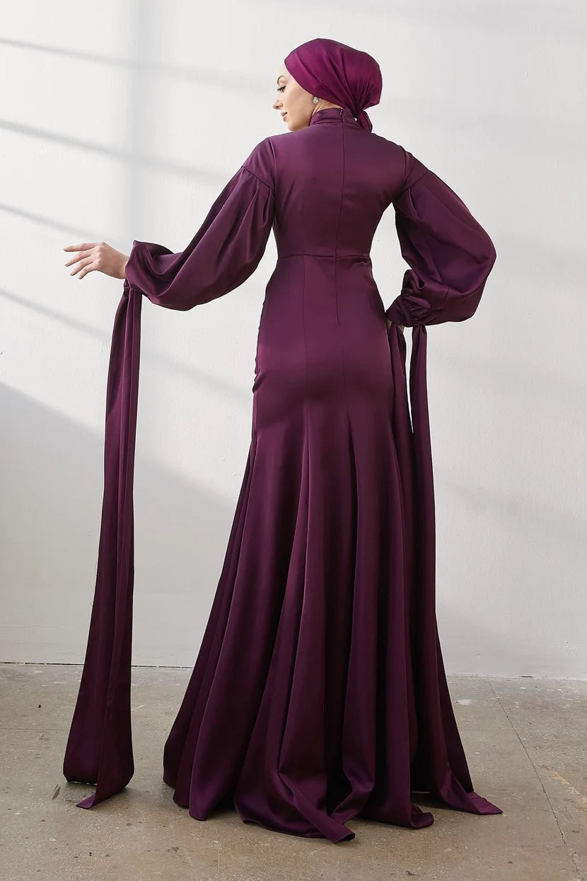 Serenay Hijab Evening Dress - Plum