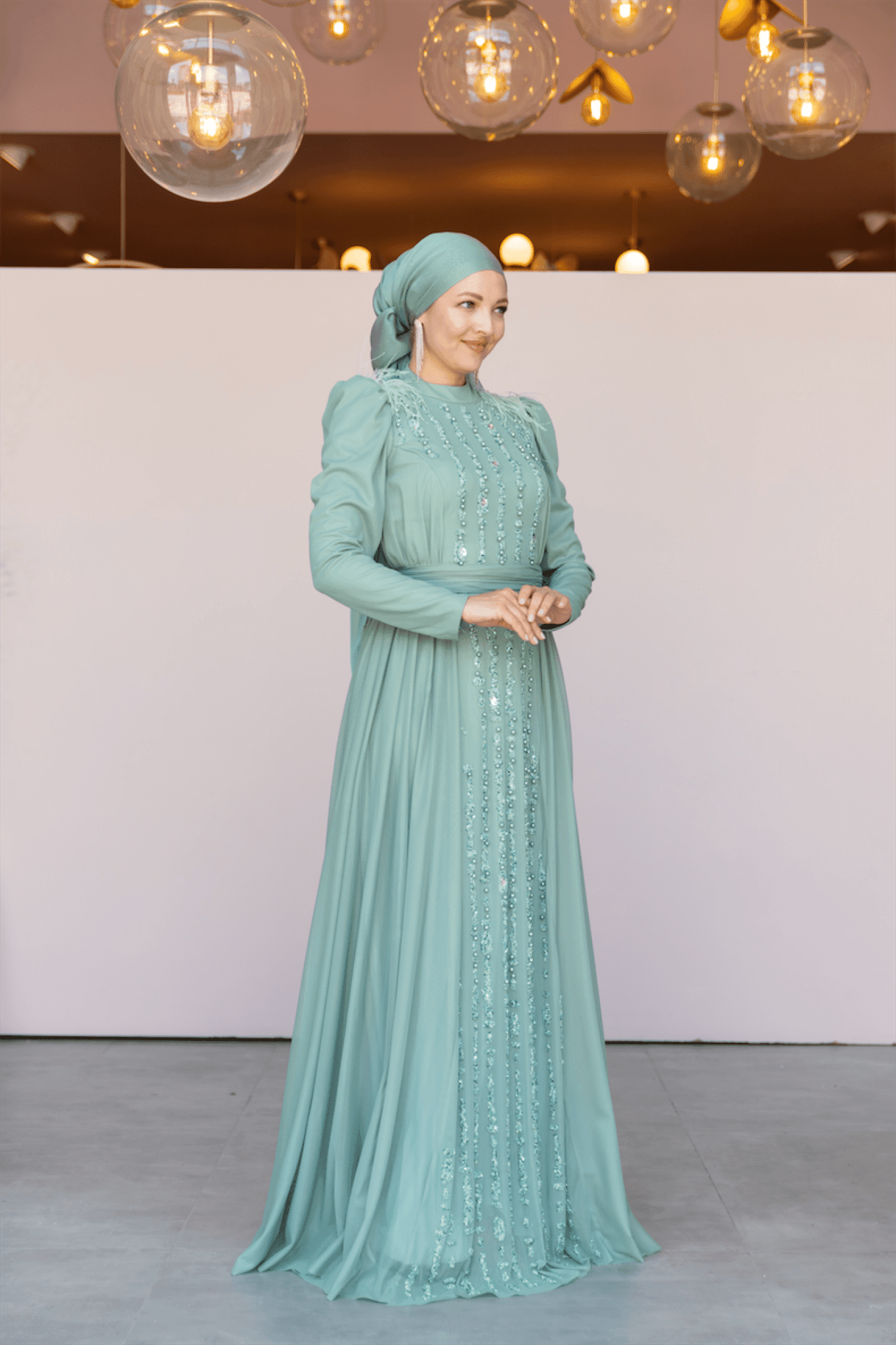 Smile Hijab Evening Dress - Mint