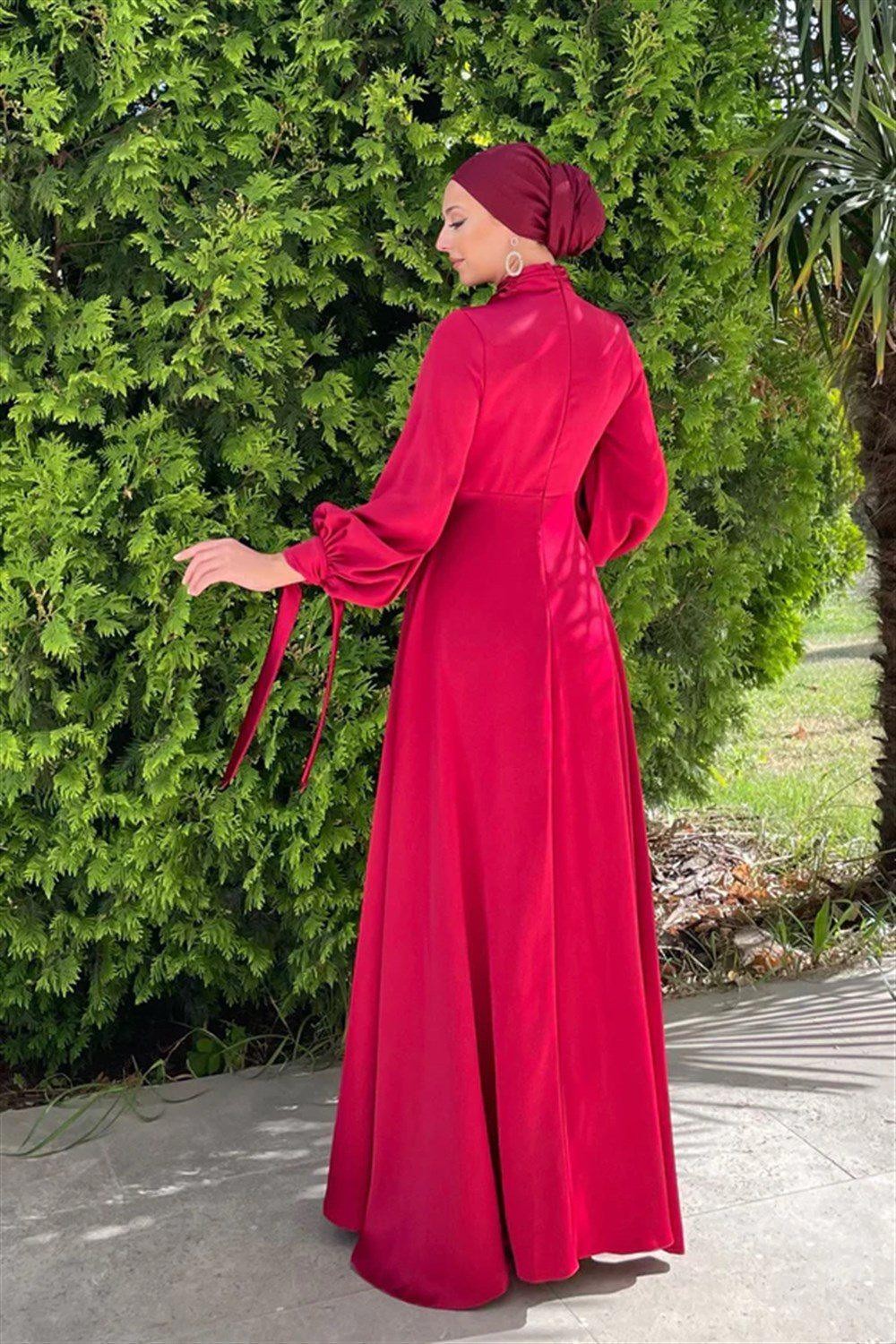 Elvira Hijab Evening Dress - Wine