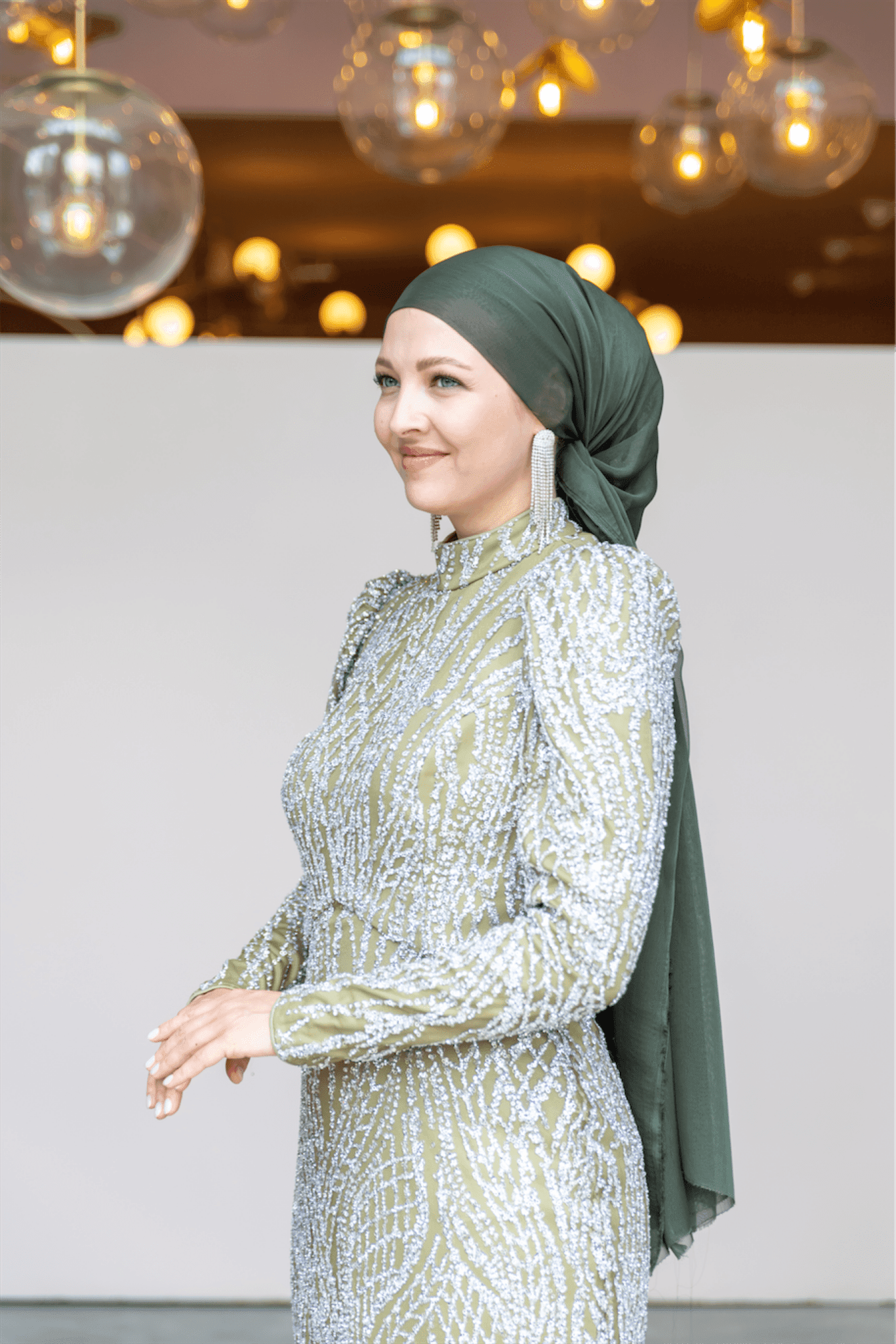 Asilen Hijab Evening Dress - Green