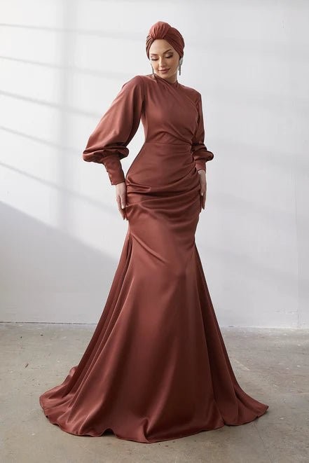 Minel Hijab Evening Dress - Tile