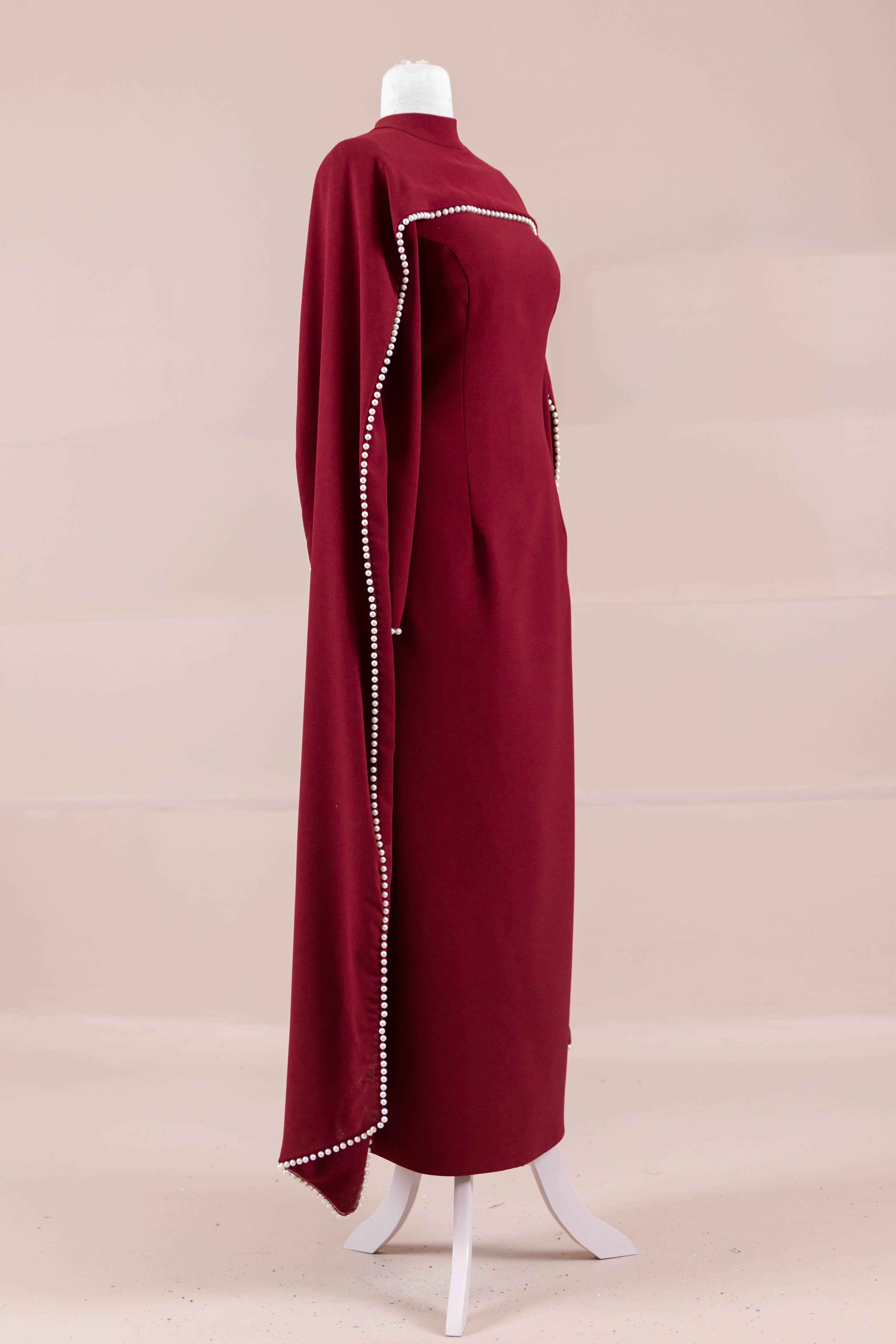Jawhar Tesettür Abiye  - Burgundy